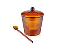 The Mia Striped Cam Kaşıklı Şekerlik Amber 10x12 Cm