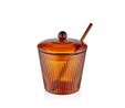 The Mia Striped Cam Kaşıklı Şekerlik Amber 10x12 Cm