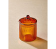 The Mia Striped Borosilikat Cam Şekerlik Amber 9x9x11 Cm