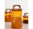 The Mia Akasya Kulplu Cam Kavanoz Seti Amber 4 Parça 1000 Ml