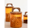The Mia Akasya Kulplu Cam Kavanoz Seti Amber 4 Parça 700 Ml