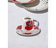 The Mia Amore Red Türk Kahvesi Fincanı 6 Kişilik 100 Cc