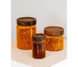 The Mia Akasya Yuvarlak Cam Kavanoz Amber 500 Ml