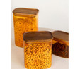 The Mia Akasya Dikdörtgen Cam Kavanoz Seti Amber 4 Parça 900 Ml