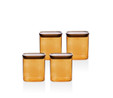 The Mia Akasya Dikdörtgen Cam Kavanoz Seti Amber 4 Parça 900 Ml