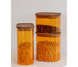 The Mia Akasya Dikdörtgen Cam Kavanoz Seti Amber 4 Parça 900 Ml