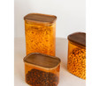The Mia Akasya Dikdörtgen Cam Kavanoz Seti Amber 4 Parça 500 Ml