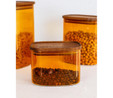 The Mia Akasya Dikdörtgen Cam Kavanoz Seti Amber 4 Parça 500 Ml