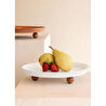 The Mia Limoges Ahşap Ayaklı Tabak Beyaz 27x23x7 Cm