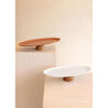 The Mia Limoges Ahşap Ayaklı Servis Tabağı Beyaz 34x17x6,5 Cm