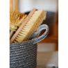 The Mia Jutte Kulplu Yuvarlak Sepet Bambu Gri 25x20 Cm
