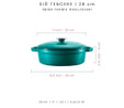 Voeux Kitchenware Profond Turkuaz Sığ Döküm Tencere 28 Cm