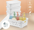 Vienev 4'lü Kapaklı 8,2 Litre Delikli Saklama Kutusu Beyaz