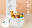 Vienev 4'lü Kapaklı 5 Litre Saklama Kutusu Beyaz