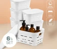 Vienev 6'lı Kapaklı 3,8 Litre Delikli Saklama Kutusu Beyaz
