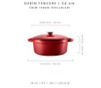 Voeux Kitchenware L'amour Kırmızı Derin Döküm Tencere 24 Cm