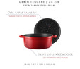 Voeux Kitchenware L'amour Kırmızı Derin Döküm Tencere 24 Cm