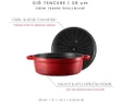Voeux Kitchenware L'amour Kırmızı Sığ Döküm Tencere 28 Cm