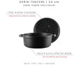 Voeux Kitchenware Elegance Siyah Derin Döküm Tencere 24 Cm