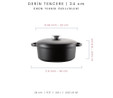 Voeux Kitchenware Elegance Siyah Derin Döküm Tencere 24 Cm