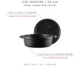 Voeux Kitchenware Elegance Siyah Sığ Döküm Tencere 24 Cm
