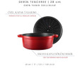 Voeux Kitchenware L'amour Kırmızı Derin Döküm Tencere 28 Cm
