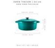 Voeux Kitchenware Profond Turkuaz Derin Döküm Tencere 24 Cm