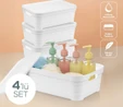 Vienev 4'lü Kapaklı 8,2 Litre Saklama Kutusu Beyaz