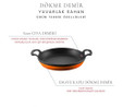 Voeux Kitchenware Amusant Turuncu Yuvarlak Döküm Sahan Ve Ahşap Nihale 22 Cm