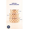 Emaylab Beige Dama Desenli Emaye Saklama Kabı (ocakta Kullanilabi̇li̇r)