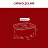 Vienev Kapaklı 3’lü Mikrodalgaya Uygun Dikdörtgen Saklama Kabı Seti - 1000 Ml