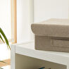 Ocean Home Textile Çekmece İçi Bej Renk Dokulu Kumaş Kapaklı Kutu 30 X 23 X 11 Cm