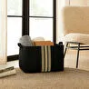 Ocean Home Textile 3'lü Çizgili Siyah Renk Jüt Sepet Set 24 X 17 X 14 / 30 X 21 X 18 / 42 X 31 X 25 Cm