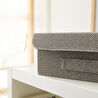 Ocean Home Textile Çekmece İçi Antrasit Renk Dokulu Kumaş Kapaklı Kutu 30 X 23 X 11 Cm