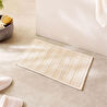 Ocean Home Textile Yıkanabilir Pamuklu Ekru Renk Çizgi Desen Banyo Paspası 40 X 60 Cm