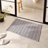 Ocean Home Textile Yıkanabilir Pamuklu Gri Renk Çizgi Desen Banyo Paspası 60 X 90 Cm