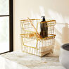 Ocean Home Textile 2'li Altın Renk Metal Sepet Set 33 X 27 X 20 Cm