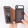 Bloominbag Bloomcase Magic Wallet Ash Mist Gray Hakiki Deri Iphone 17 Air(6.5