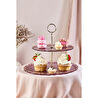 Lora Bianca Goblen Mürdüm Renk 2 Katlı Pasta/kurabiyelik/şekerlik Sunum Standı Mürdüm
