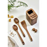Lora Bianca Akasya Ahşap Tezgah Üstü Kaşıklık - Bıçaklık Düzenleyici Ve Kaşık Seti Kahverengi