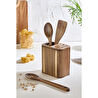 Lora Bianca Akasya Ahşap Tezgah Üstü Kaşıklık - Bıçaklık Düzenleyici Ve Kaşık Seti Kahverengi