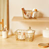 Ocean Home Textile 2'li Altın Renk Metal Sepet Set 25 X 18.5 X 10.5 / 20.5 X 15.5 X 10 Cm