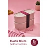 Vienev 2'li Elastik Bantlı İstiflenebilir Pratik Saklama Kabı Seti 2x(1100 Ml) Pembe