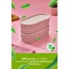 Vienev 2'li Elastik Bantlı İstiflenebilir Pratik Saklama Kabı Seti 2x(1100 Ml) Pembe