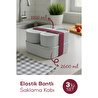 Vienev 3'lü Elastik Bantlı İstiflenebilir Pratik Saklama Kabı Seti 2x 1100 Ml 1x 2600 Ml Gri