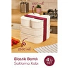 Vienev 4'lü Elastik Bantlı İstiflenebilir Pratik Saklama Kabı Seti 2x(1100 Ml) 2x(2600 Ml) Bej