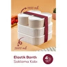 Vienev 4'lü Elastik Bantlı İstiflenebilir Pratik Saklama Kabı Seti 2x(1100 Ml) 2x(2600 Ml) Bej