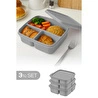 Vienev 3'lü Set Bölmeli Kare Saklama Kabı Açık Gri