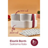 Vienev 3'lü Elastik Bantlı İstiflenebilir Pratik Saklama Kabı Seti 2x 1100 Ml 1x 2600 Ml Bej