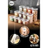 Vienev 12li Set Renkli Etiketli Kare Erzak Kabı 4x(0,55 Litre, 1,2 Litre, 1,75 Litre) Beyaz